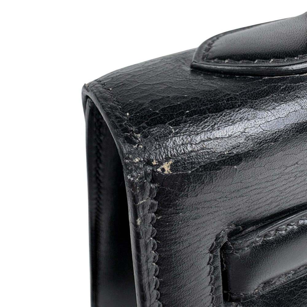 Hermes Kelly 32, external stitching, handbag, box calf leather, black, women's. - Picture 10 of 15